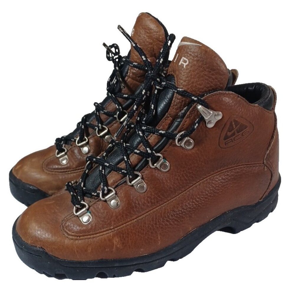 Nike ACG Boots Size 6-6.5 Women Brown Leather Hiking Lace Up Vtg 90s  990608
